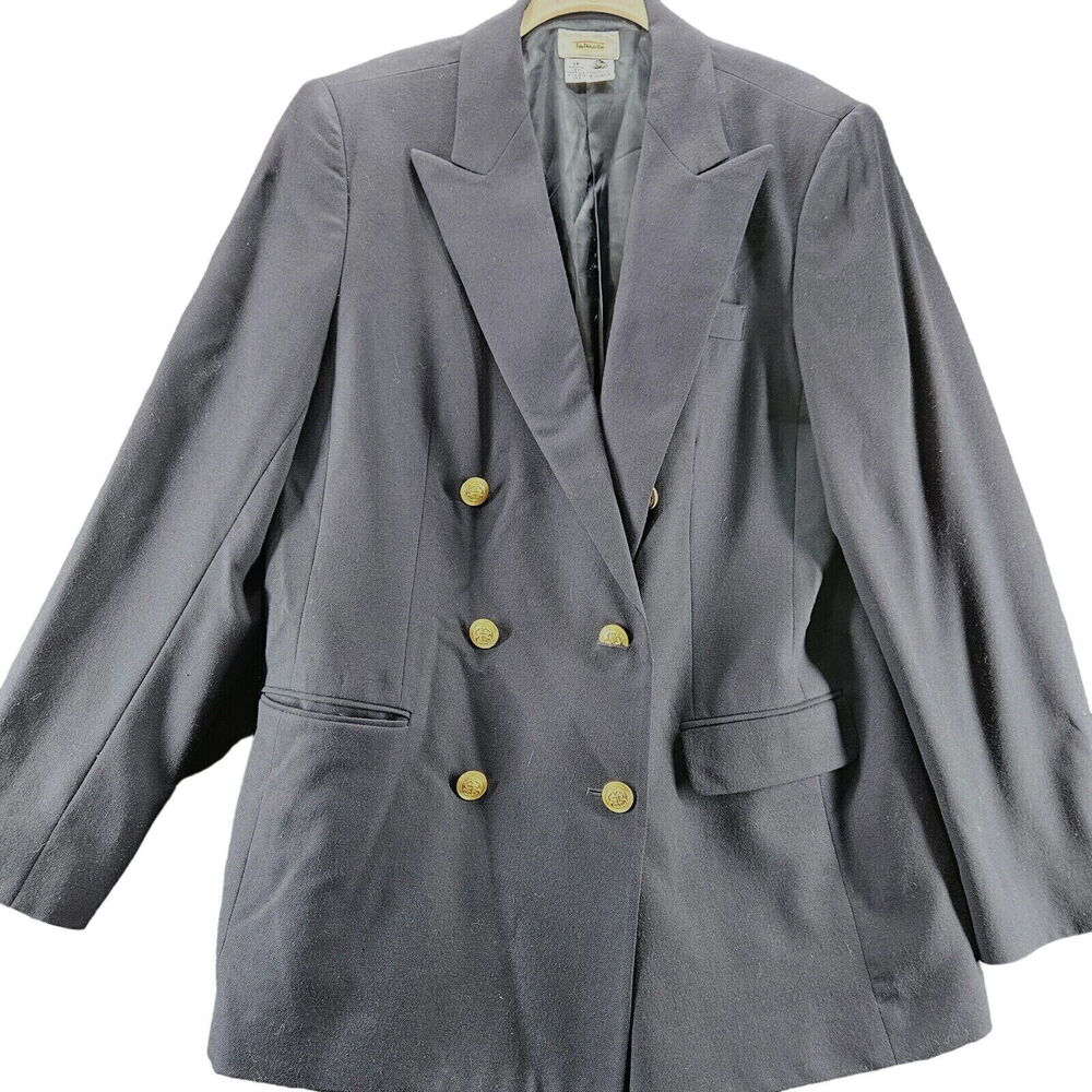 Talbots Womens Blazer Blue Size 14 100% Pure Wool Long Sleeve Pockets Buttons